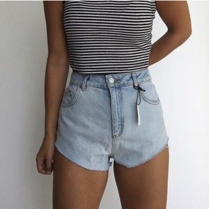 Topshop Moto denim high waist shorts
